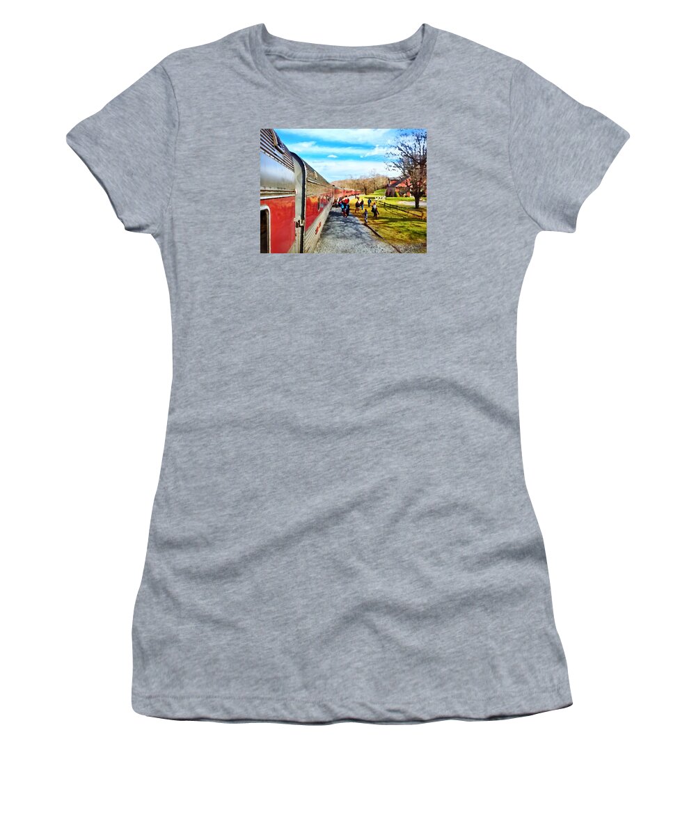 Train Women's T-Shirt featuring the photograph Country Train Depot by Chris Montcalmo