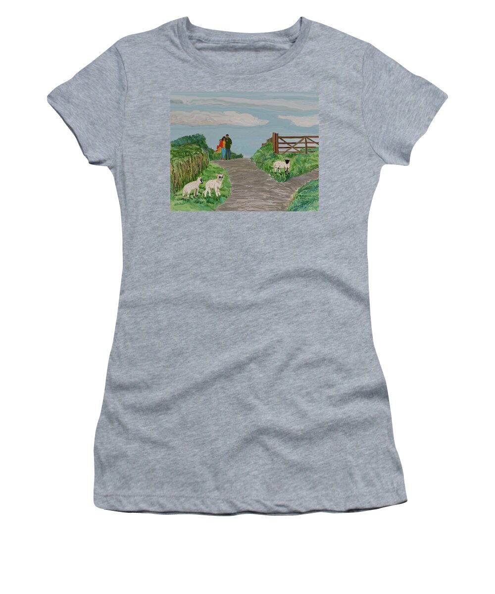 Ireland Women's T-Shirt featuring the digital art Countryside Stroll in Ireland by Jeannie Allerton