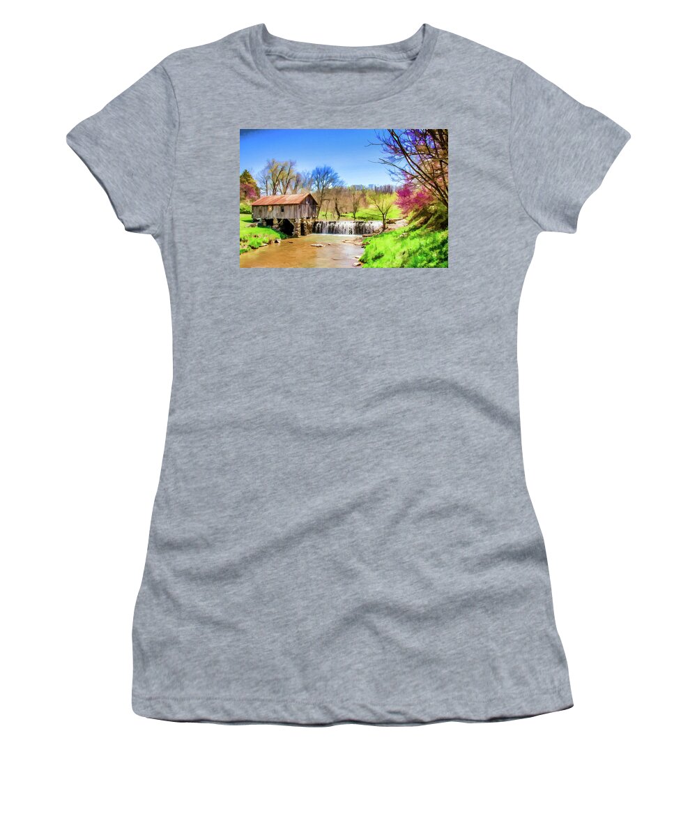 Mill Women's T-Shirt featuring the digital art Cowan's Mill by Lisa Lemmons-Powers