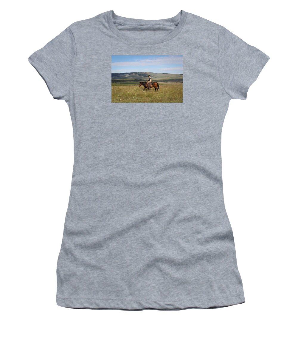Wyoming Women's T-Shirt featuring the photograph Cowboy Landscapes by Diane Bohna
