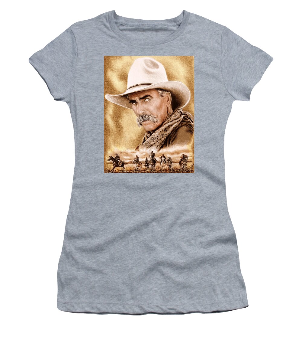 Cowboy Women's T-Shirt featuring the painting Cowboy sepia edit by Andrew Read