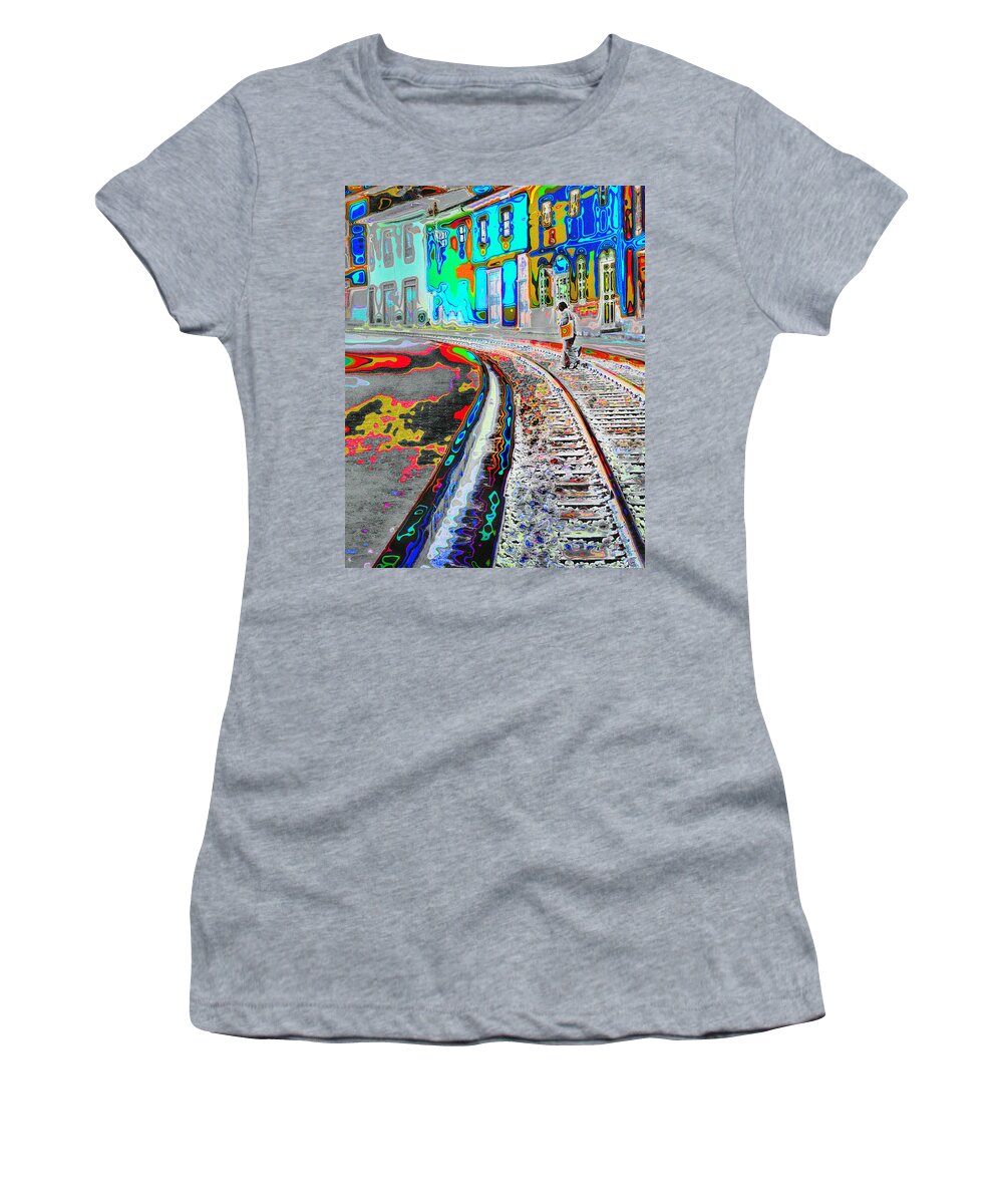 Ecuador Women's T-Shirt featuring the photograph Crossing the Tracks by Marla Craven