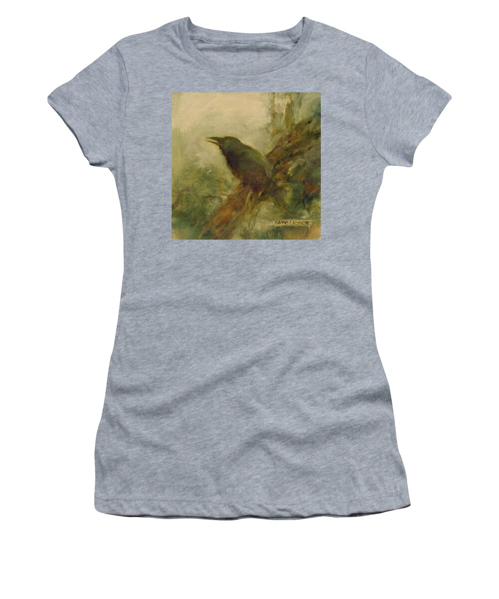 Crow Women's T-Shirt featuring the painting Crow 14 by David Ladmore