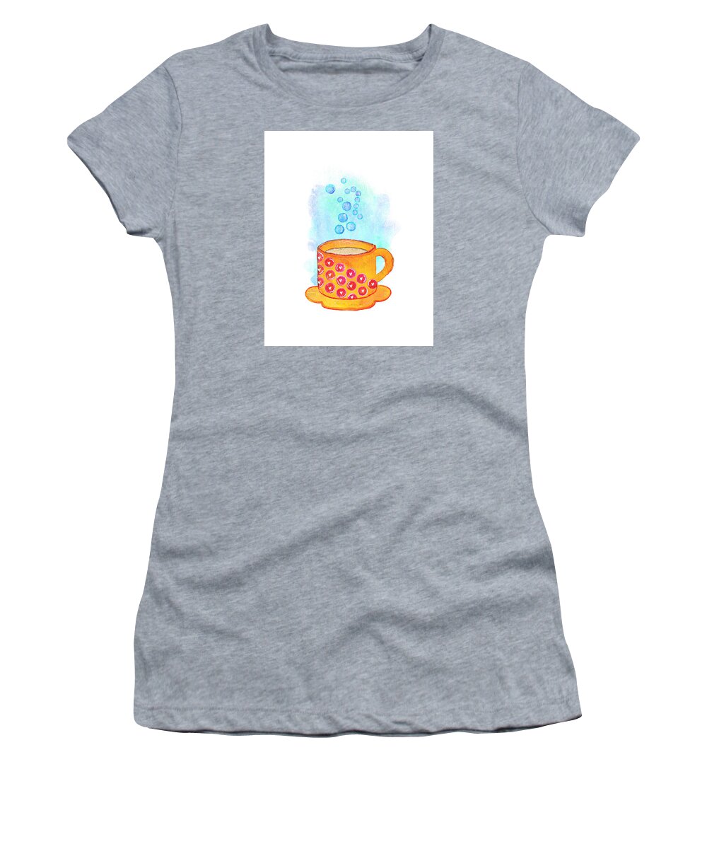 Abstract Women's T-Shirt featuring the digital art Cuppa Series - Latte by Moon Stumpp