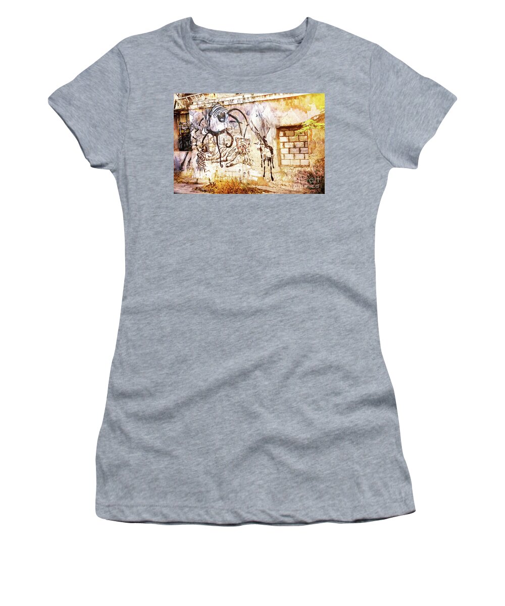Graffiti Women's T-Shirt featuring the photograph Curacao Protest by Kathy Strauss