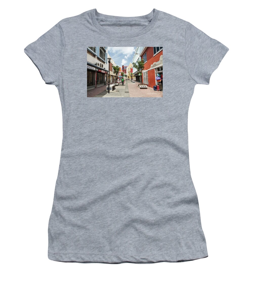 Street Women's T-Shirt featuring the photograph Curacao Street by Kathy Strauss