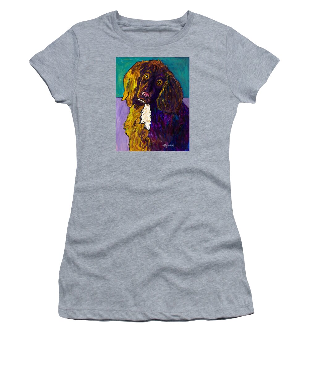 Dog Women's T-Shirt featuring the painting Curious by Mary Benke