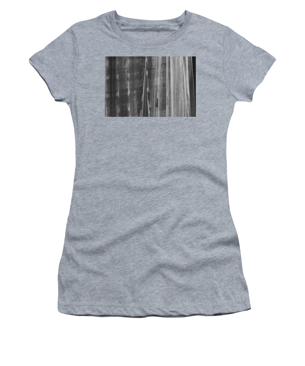 Black And White Women's T-Shirt featuring the photograph Curtains BW by Lyle Crump