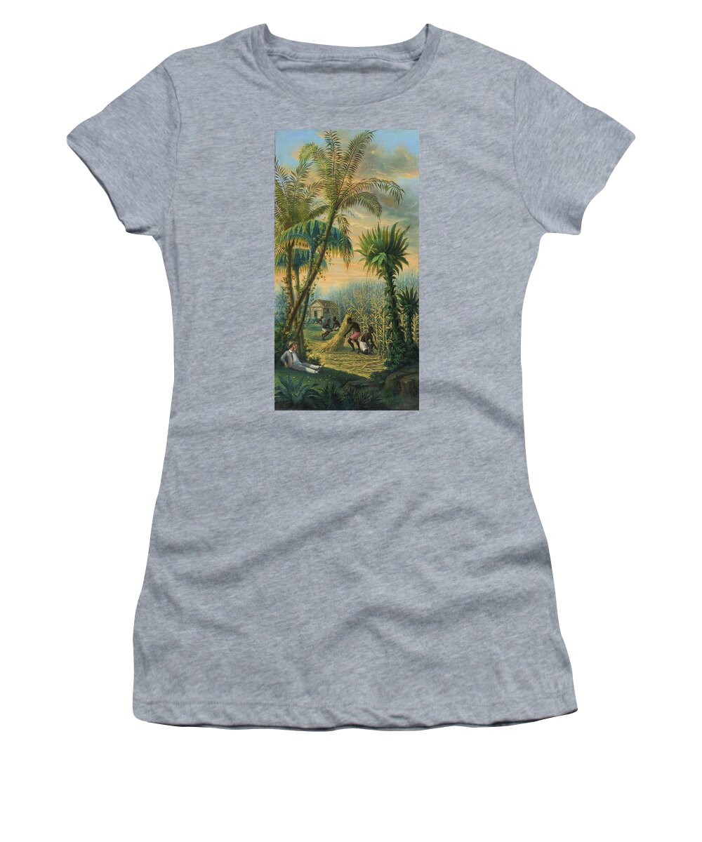 Anonymous Women's T-Shirt featuring the painting Cutting Sugarcane In The Antilles by Anonymous