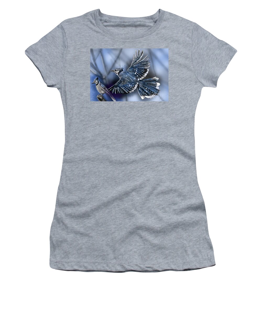 Blue Jay Study Women's T-Shirt featuring the painting Cyanocitta cristata by Rob Hartman
