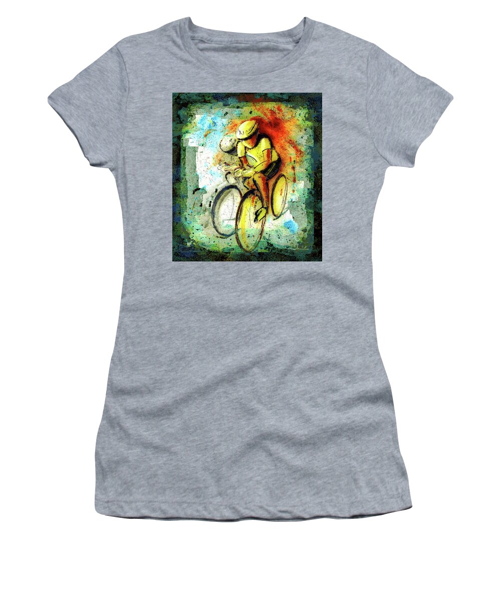 Sports Women's T-Shirt featuring the painting Cycling Madness 01 by Miki De Goodaboom