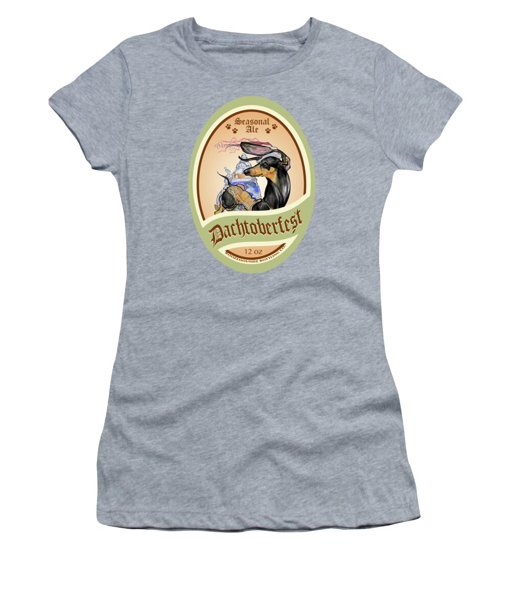 Beer Women's T-Shirt featuring the drawing Dachtoberfest Seasonal Ale by Canine Caricatures By John LaFree