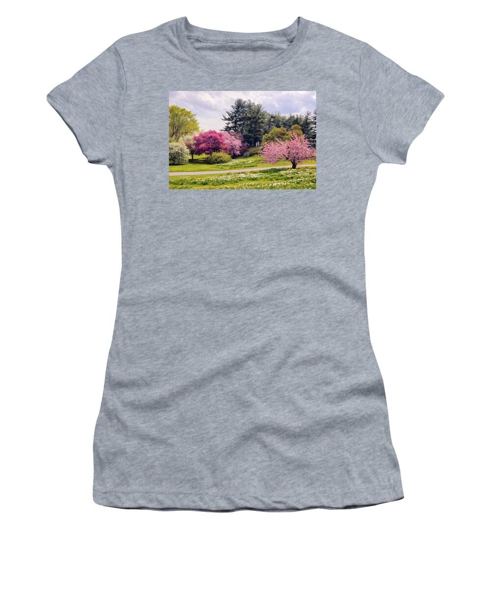 Spring Women's T-Shirt featuring the photograph Daffodils on a Hill by Jessica Jenney