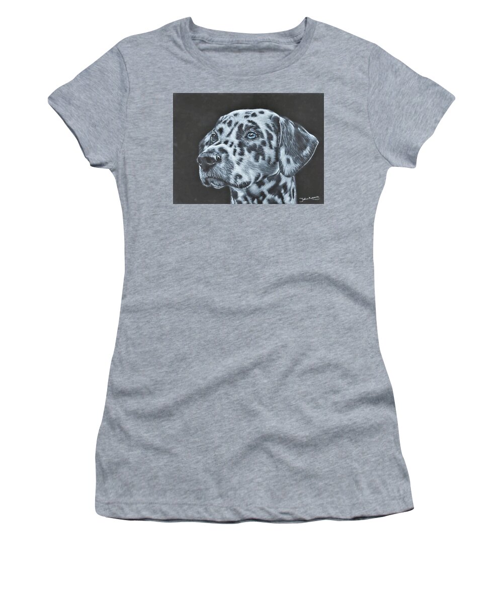 Dalmation Women's T-Shirt featuring the painting Dalmation Portrait by John Neeve