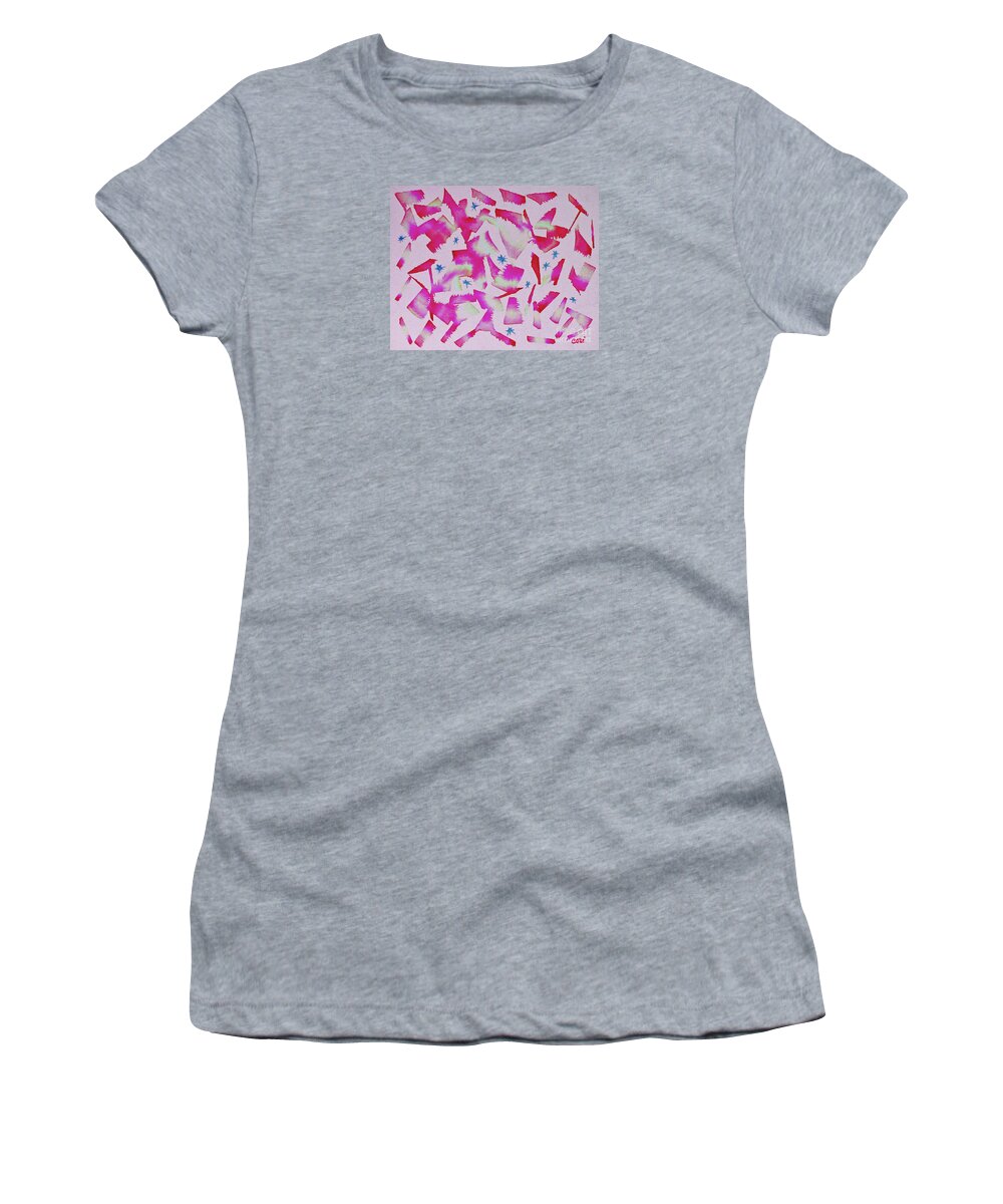 What Get For Women's T-Shirt featuring the painting Dance in Pink by Corinne Carroll