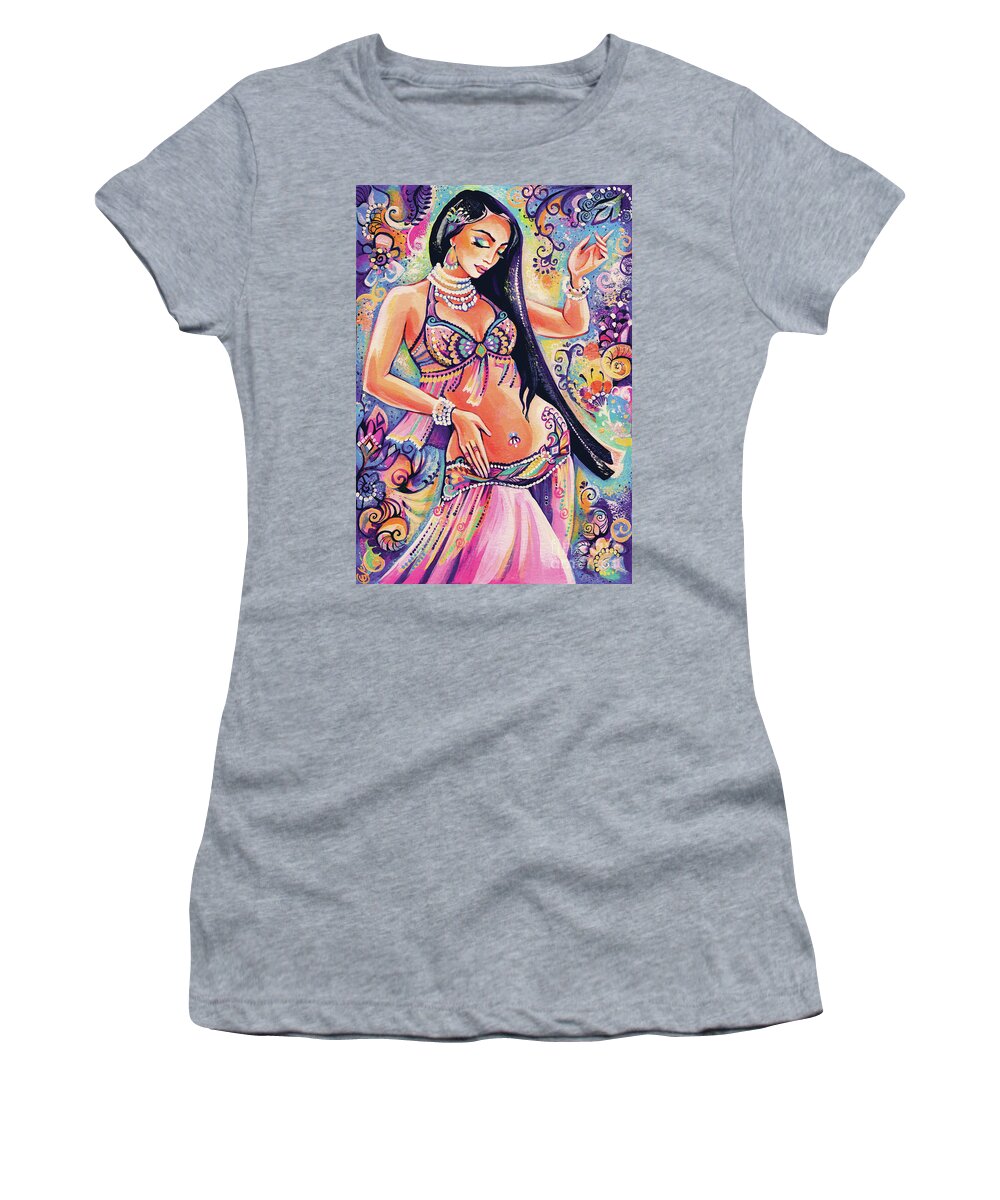 Belly Dancer Women's T-Shirt featuring the painting Dancing in the Mystery of Shahrazad by Eva Campbell