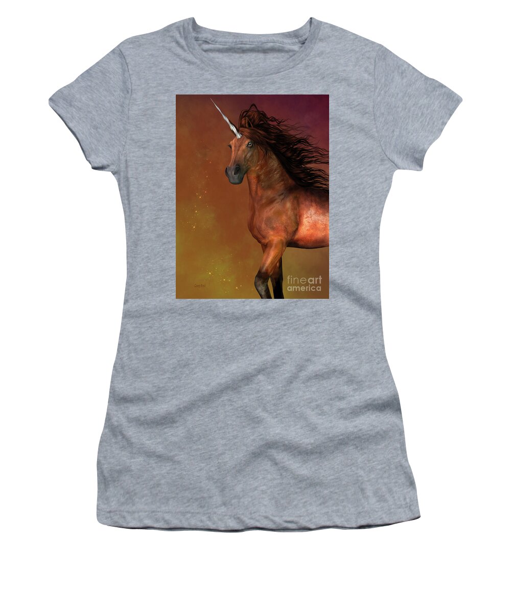 Unicorn Women's T-Shirt featuring the digital art Dapple Bay Unicorn by Corey Ford