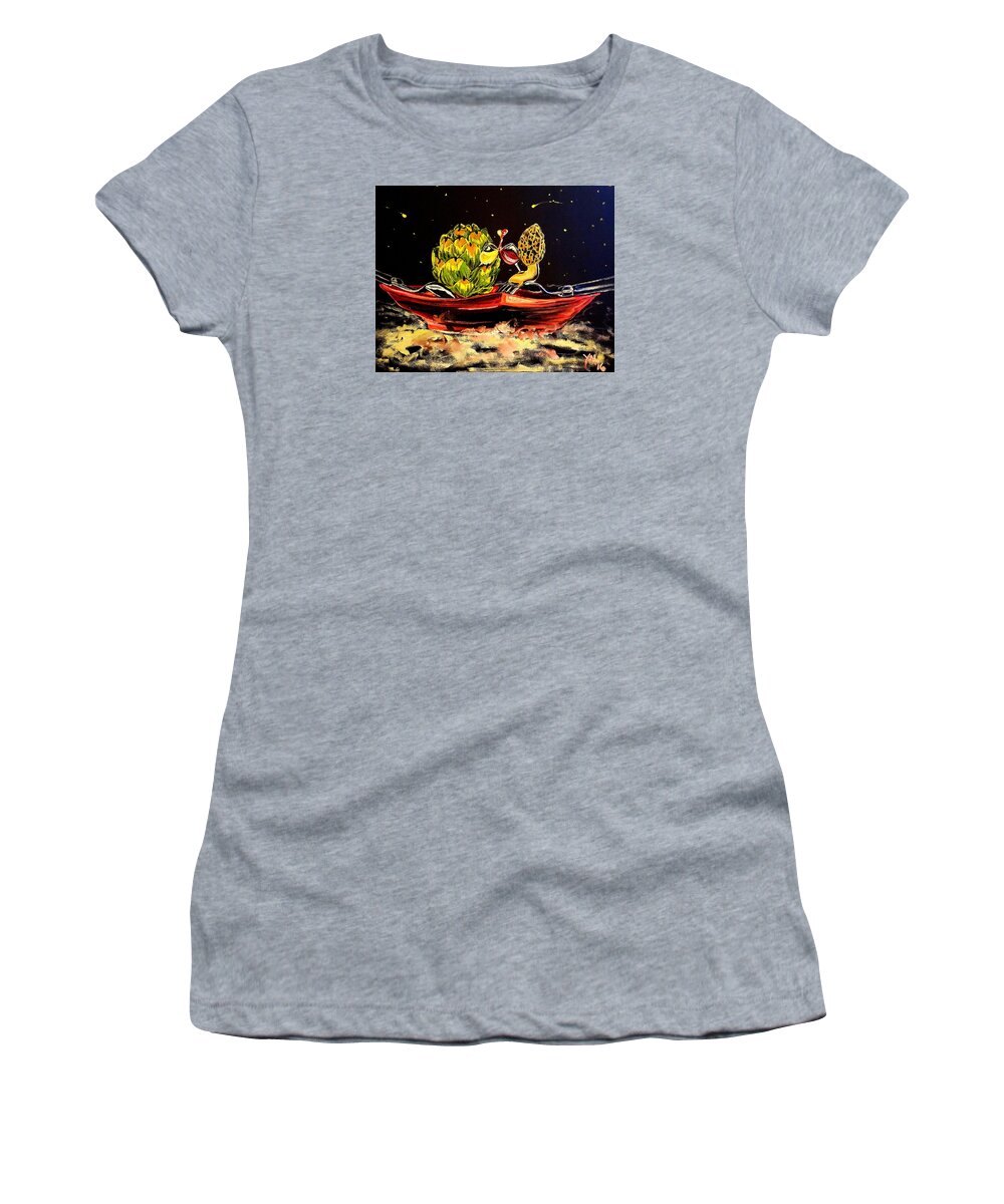 Artichoke Women's T-Shirt featuring the painting Date on a Plate by Alexandria Weaselwise Busen