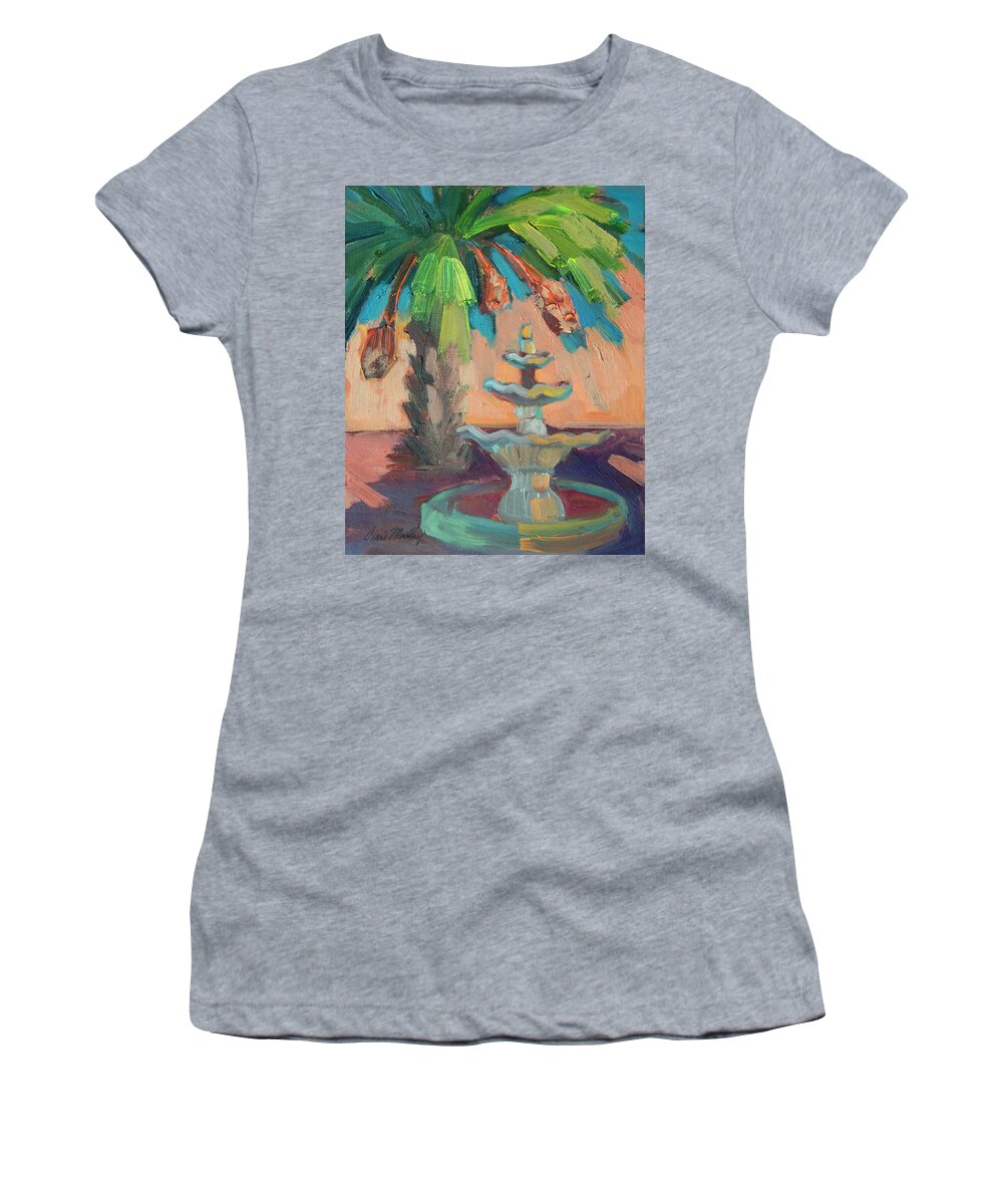 Mexico Women's T-Shirt featuring the painting date Palm and Fountain by Diane McClary