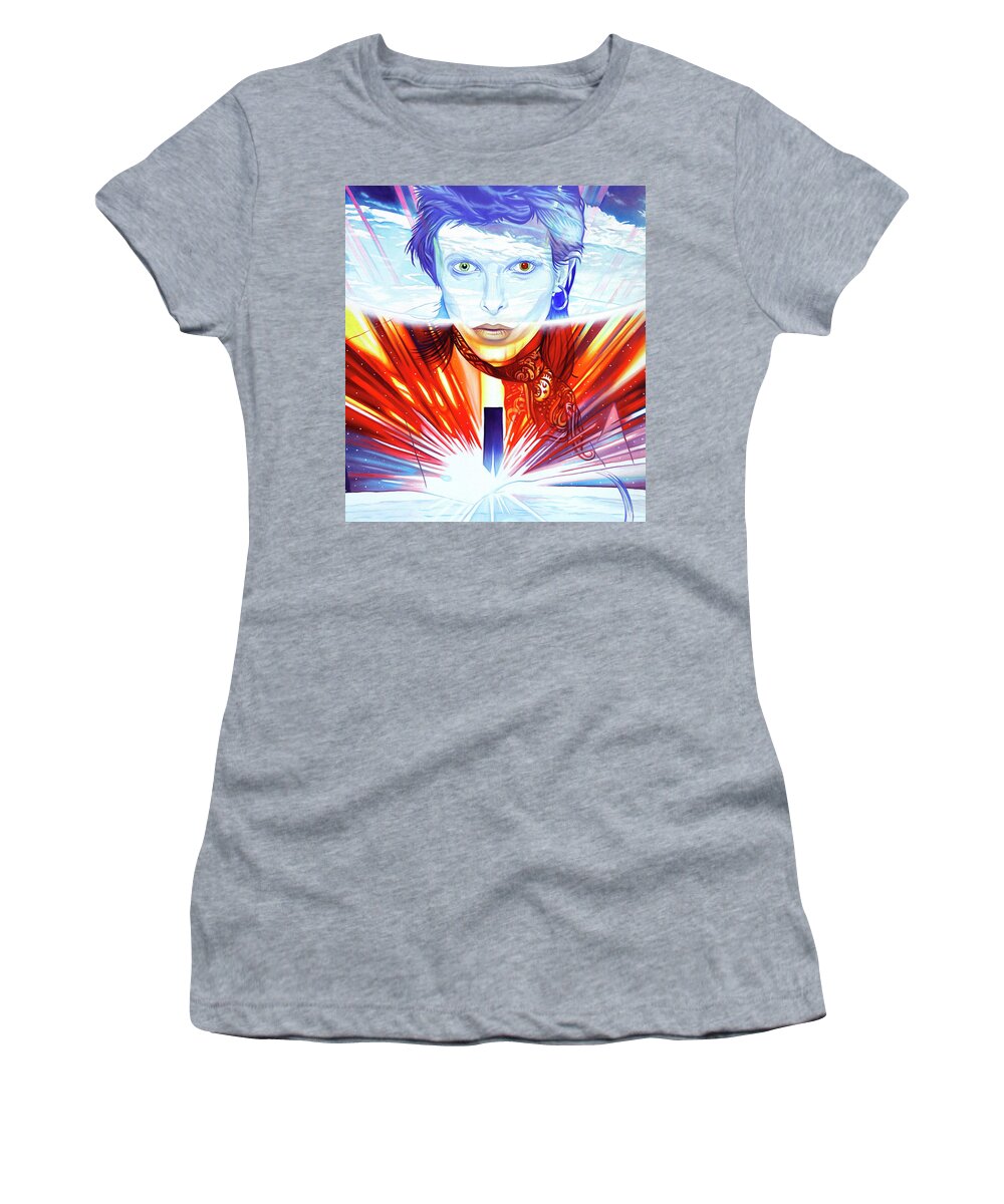 David Bowie Women's T-Shirt featuring the painting David Bowie by Joshua Morton