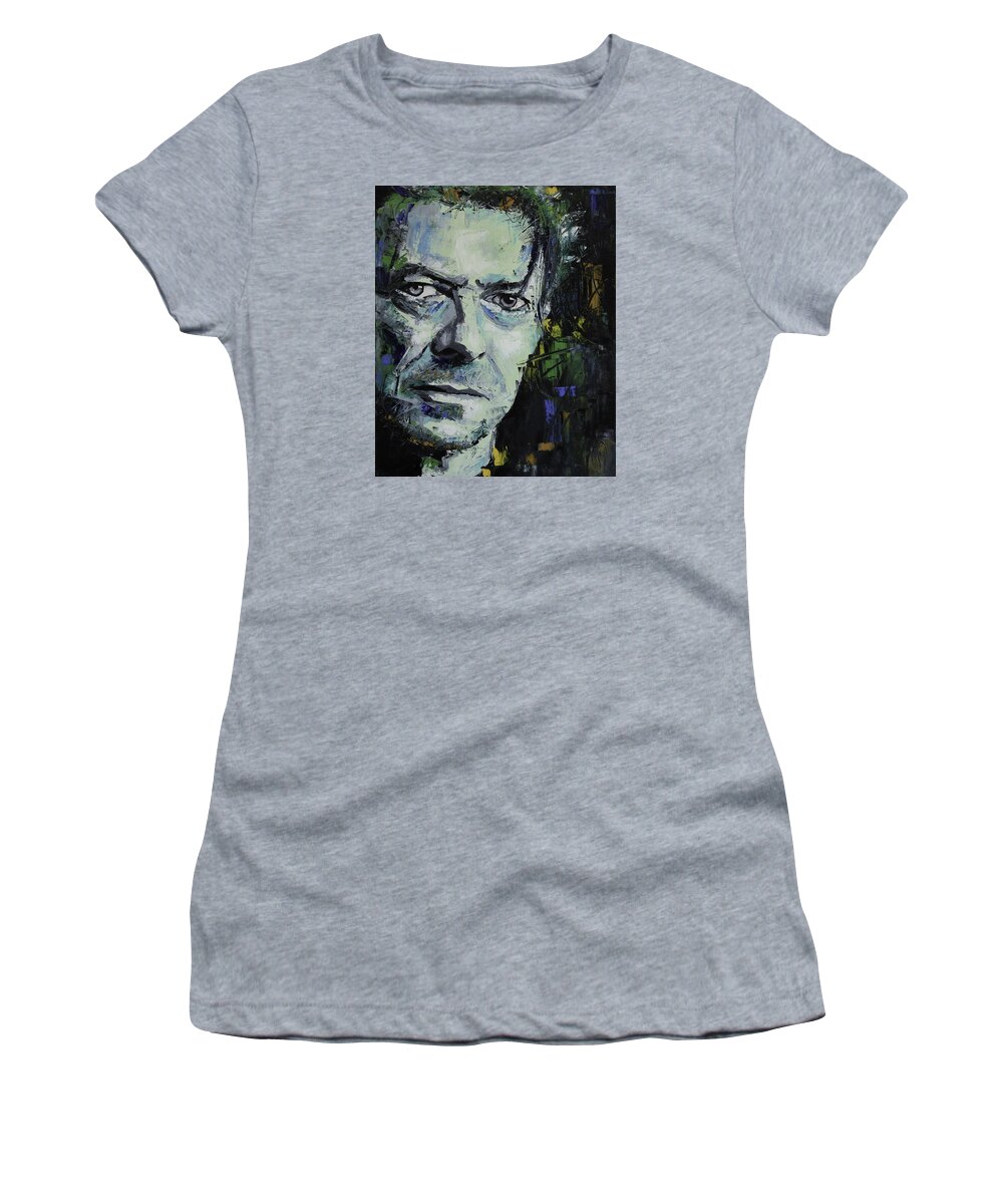 David Bowie Women's T-Shirt featuring the painting David Bowie by Richard Day