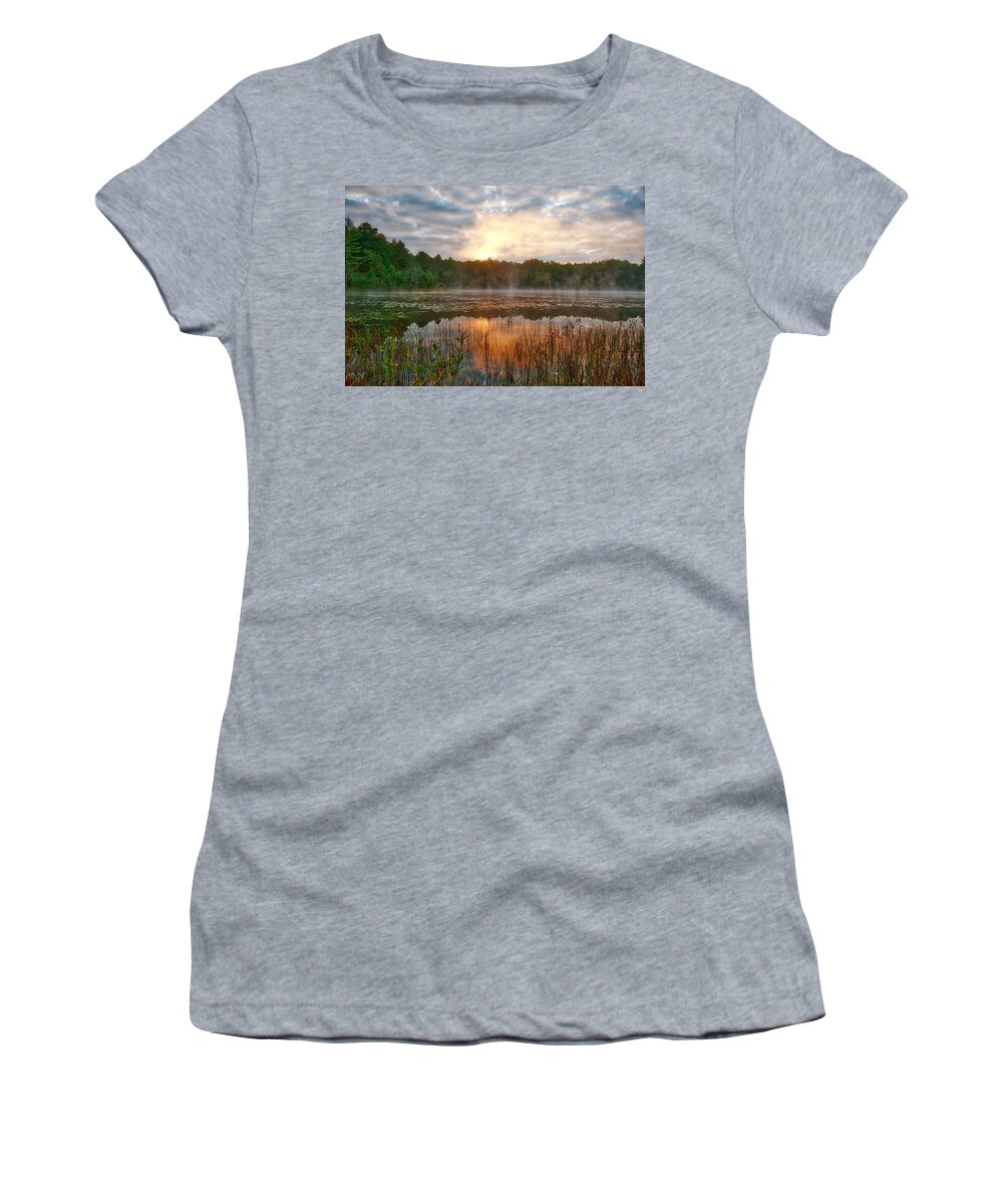 Dawn Women's T-Shirt featuring the photograph Dawn on Clear Lake_9571 by Michael Peychich