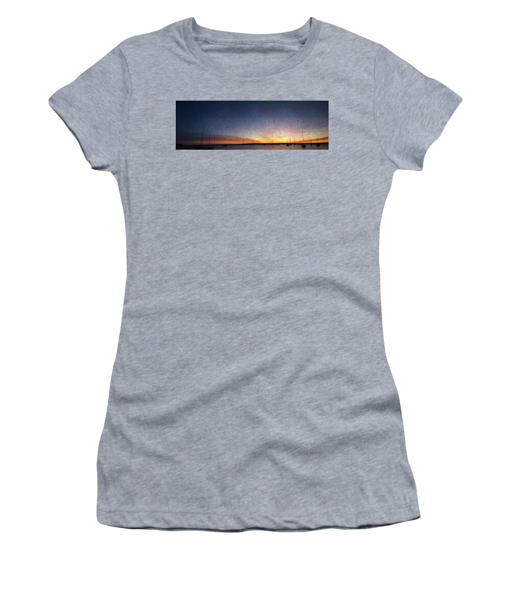 Vineyard Haven Women's T-Shirt featuring the photograph Dawn Strikes Vineyard Haven Harbor 3-1-16-4 by Jeffrey Canha