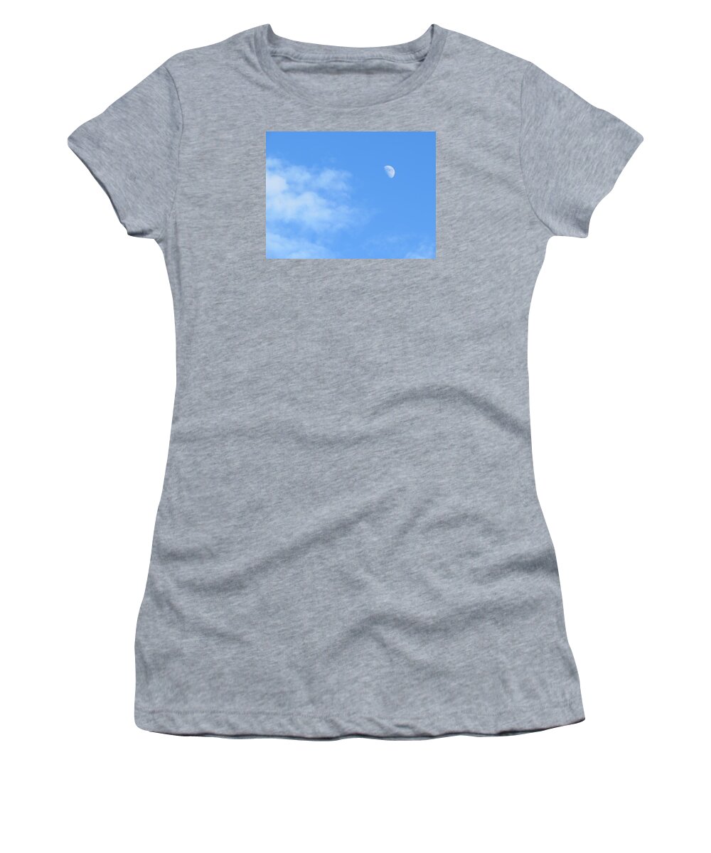 Moon Women's T-Shirt featuring the photograph Daylight Moon by Wanderbird Photographi LLC