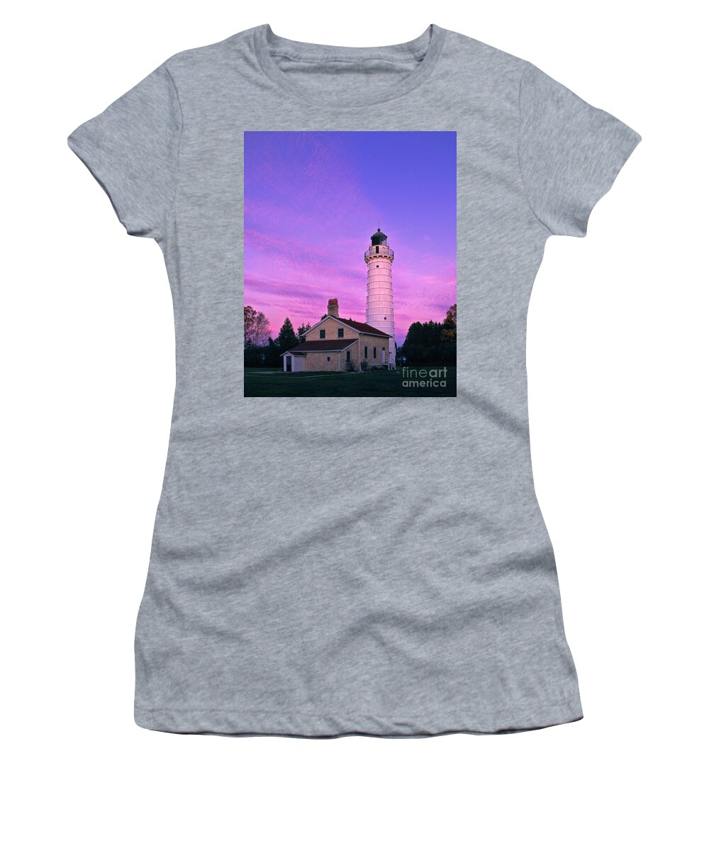 Lighthouse Women's T-Shirt featuring the photograph Days End at Cana Island Lighthouse - FM000003 by Daniel Dempster