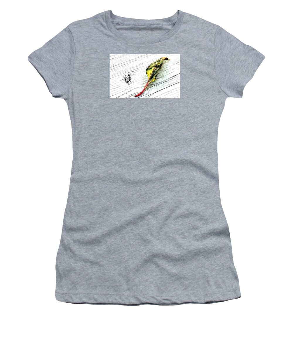 Leaf Women's T-Shirt featuring the photograph Deck Leaf by David Ralph Johnson