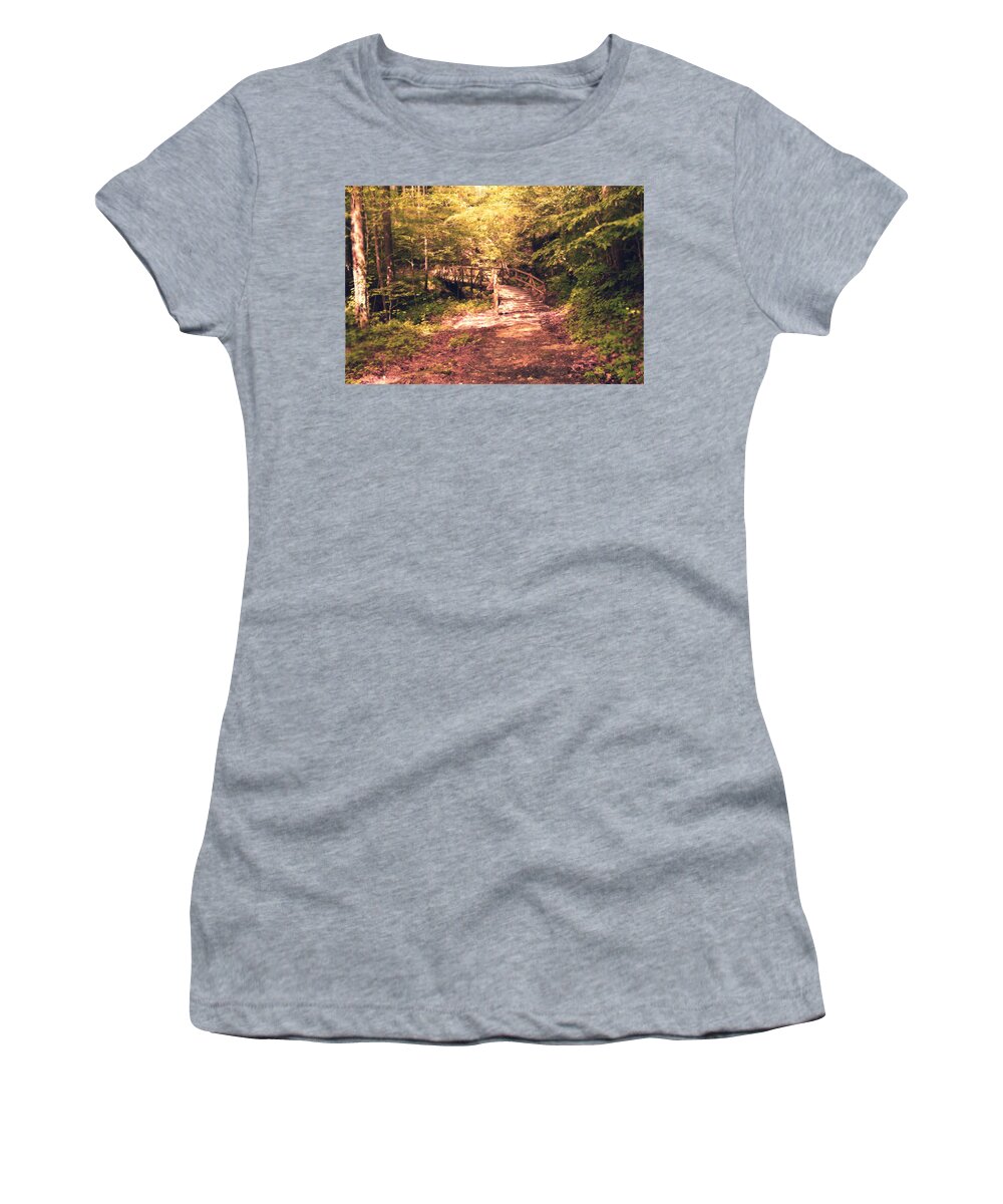 Foot Bridge Women's T-Shirt featuring the photograph The Enchanted Bridge by Stacie Siemsen