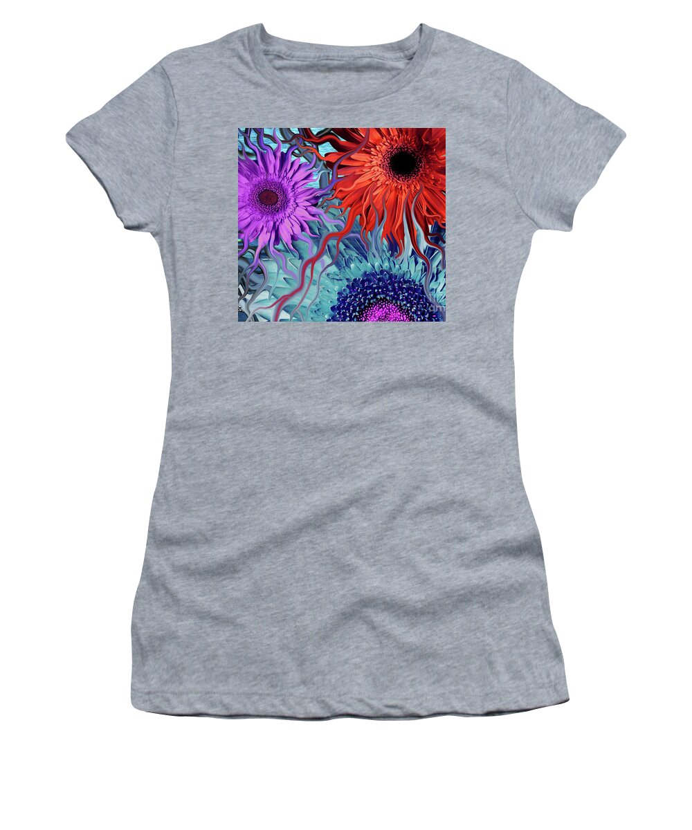 Flower Women's T-Shirt featuring the painting Deep Water Daisy Dance by Christopher Beikmann