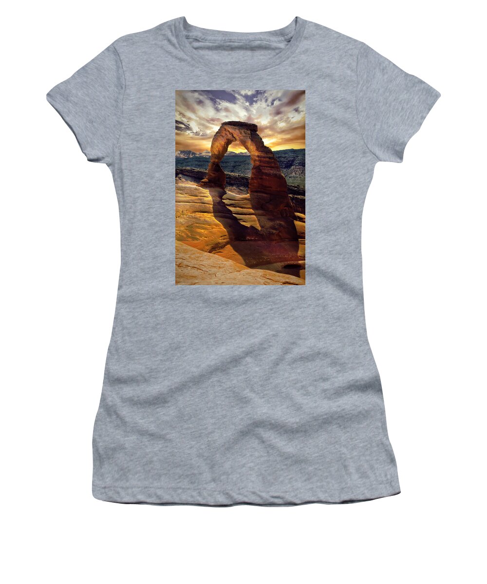 Arches Women's T-Shirt featuring the photograph Delicate Arch by James Bethanis
