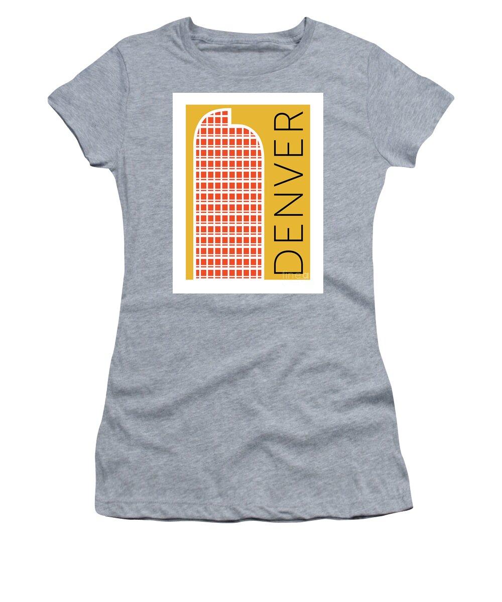 Denver Women's T-Shirt featuring the digital art DENVER Cash Register Bldg/Gold by Sam Brennan