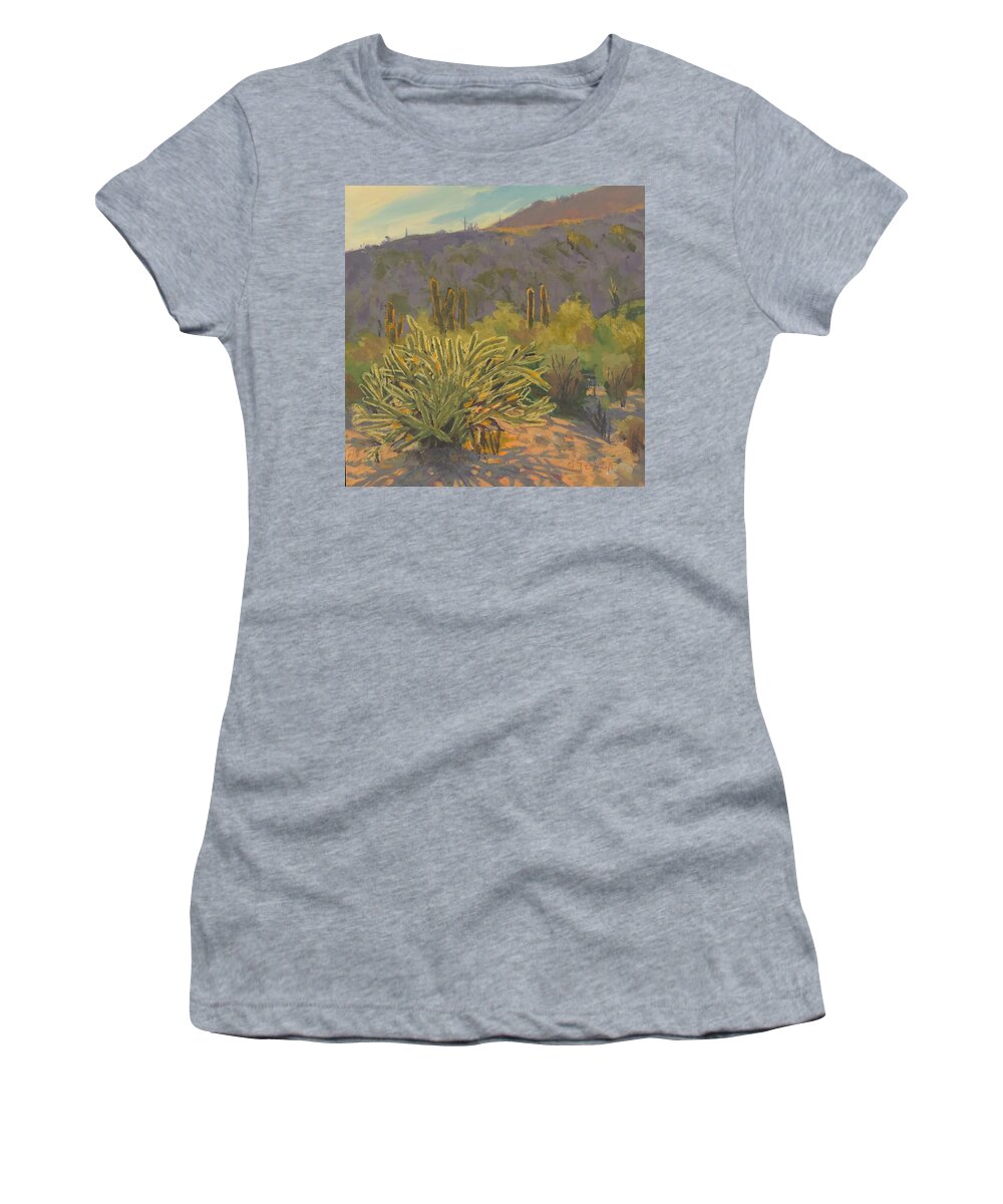 Desert Afternoon Women's T-Shirt featuring the painting Desert Afternoon by Bill Tomsa