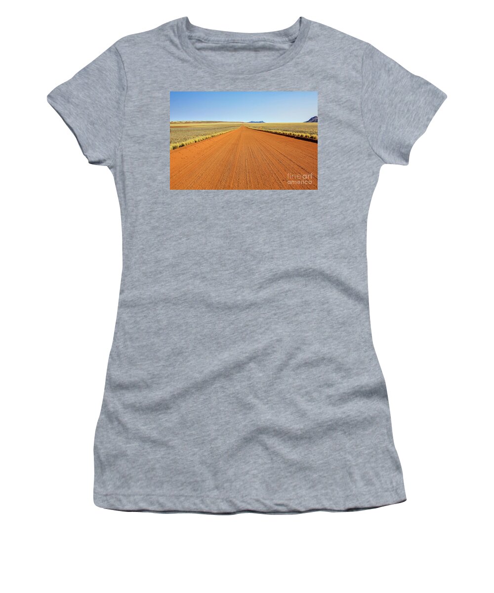 African Women's T-Shirt featuring the photograph Desert road by Benny Marty