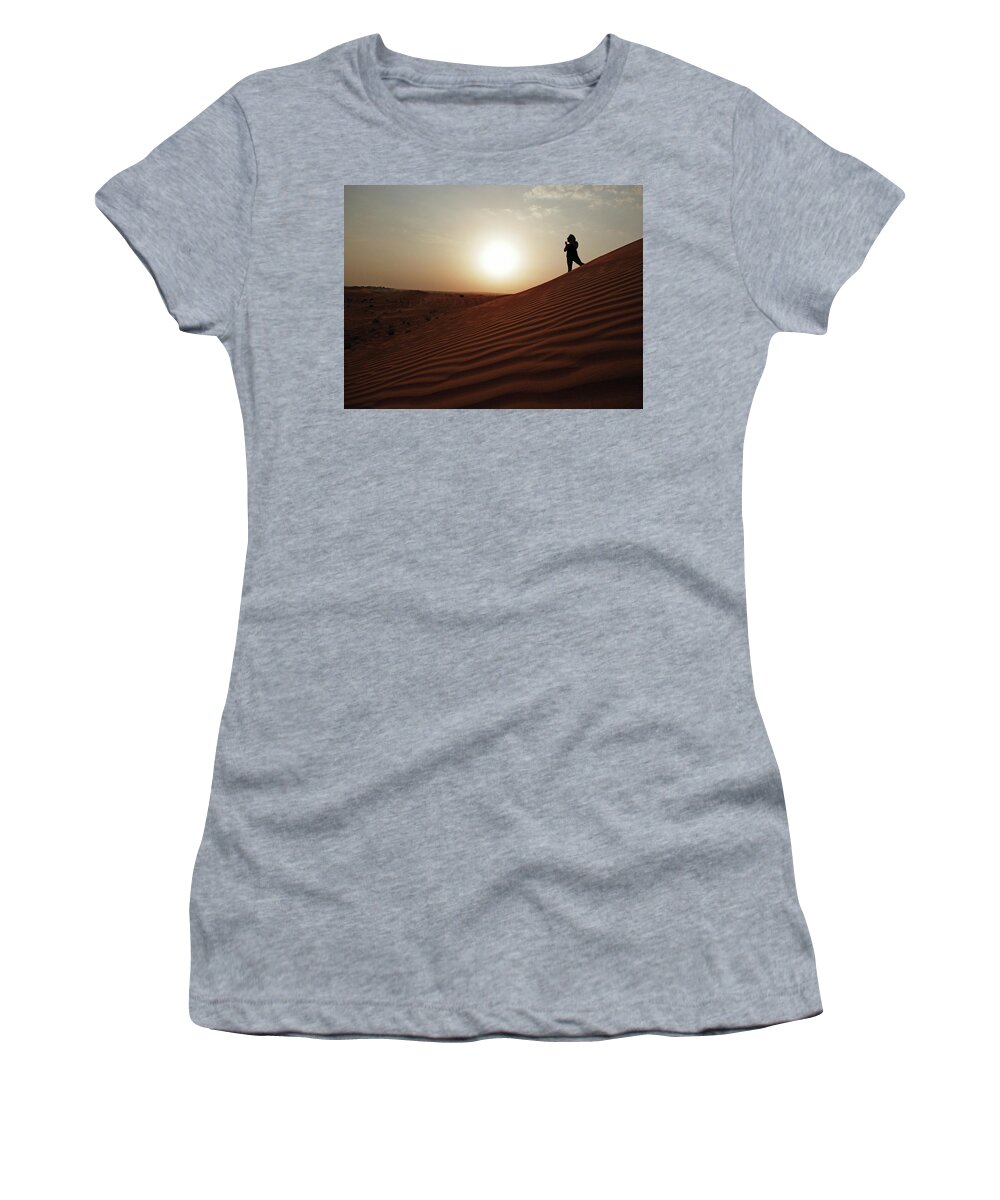 Silhouette Women's T-Shirt featuring the photograph Desert Silhouette by Pema Hou