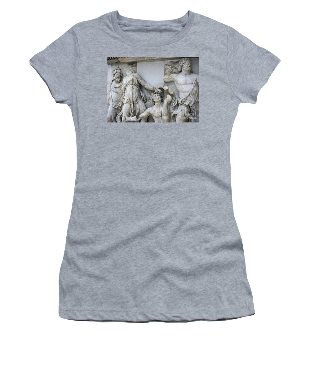 Altar Women's T-Shirt featuring the photograph Detail Pergamon altar in marble by Patricia Hofmeester