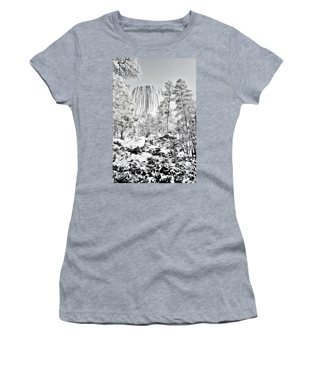 Devils Tower Women's T-Shirt featuring the photograph Devils Tower Wyoming by Merle Grenz