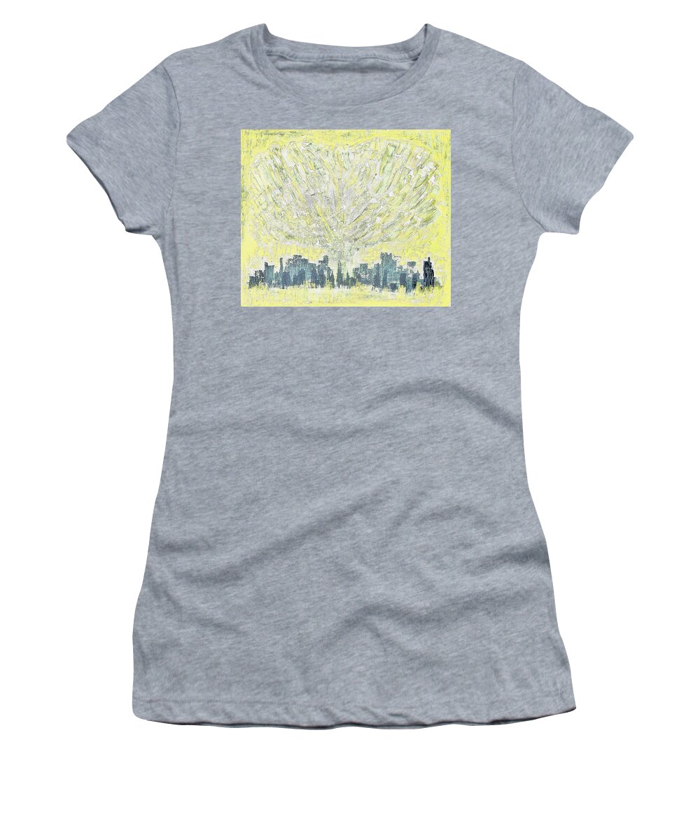 City Digital Arwork Women's T-Shirt featuring the painting DG1 - yes heart D1 by KUNST MIT HERZ Art with heart