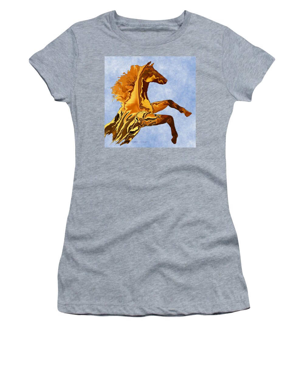 Horse Women's T-Shirt featuring the digital art Montana Horse 2 square by Kae Cheatham