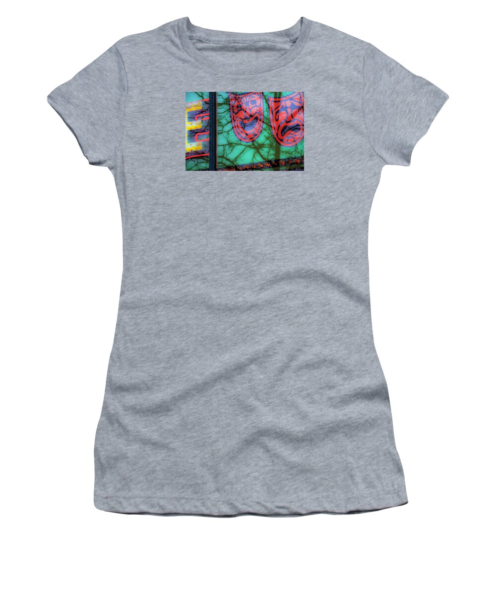  Women's T-Shirt featuring the photograph Dionysus Comedy and Tragedy v3 by Raymond Kunst