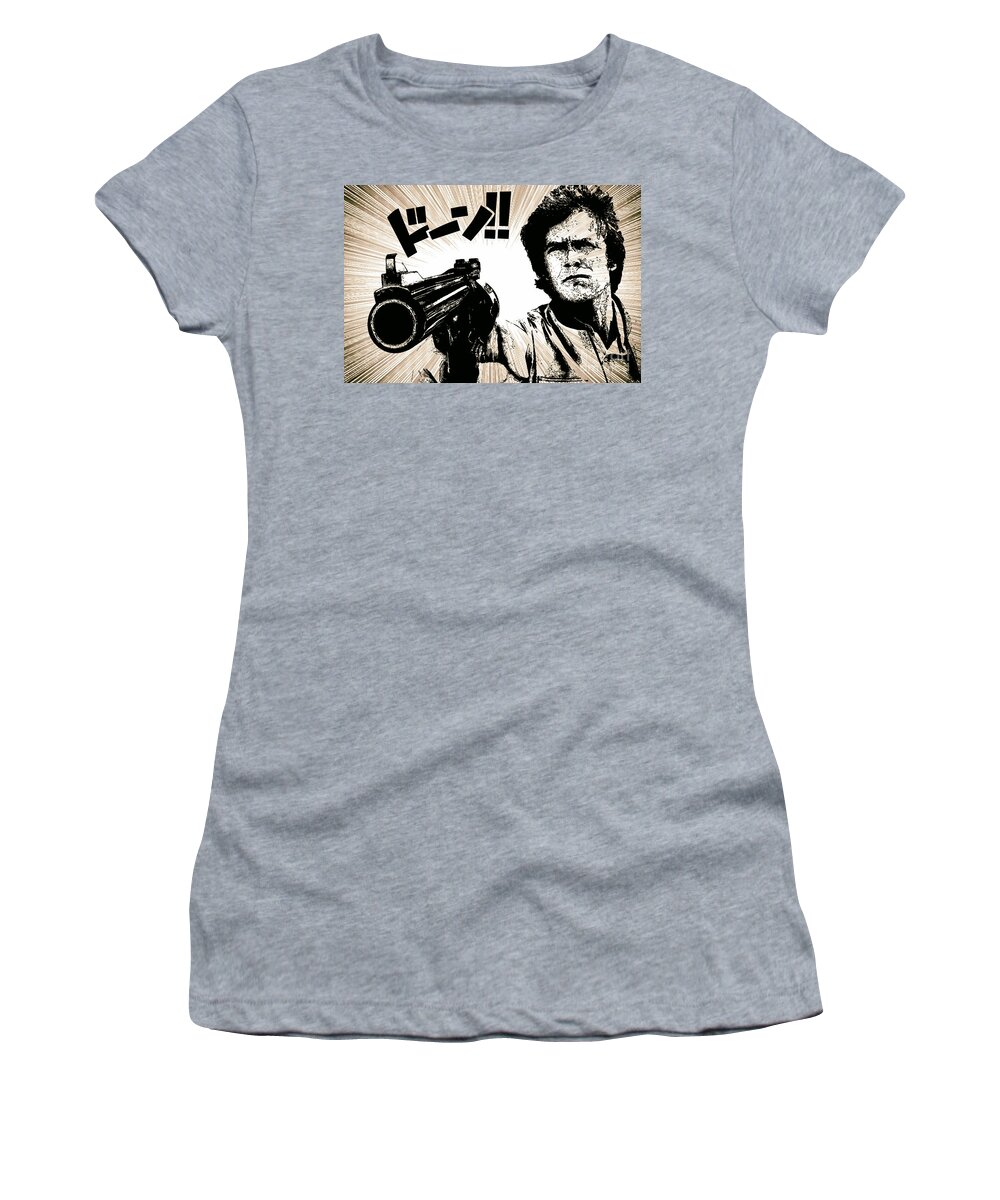 Japanese Women's T-Shirt featuring the drawing Dirty Harry Japanese Manga Style by Jonas Luis