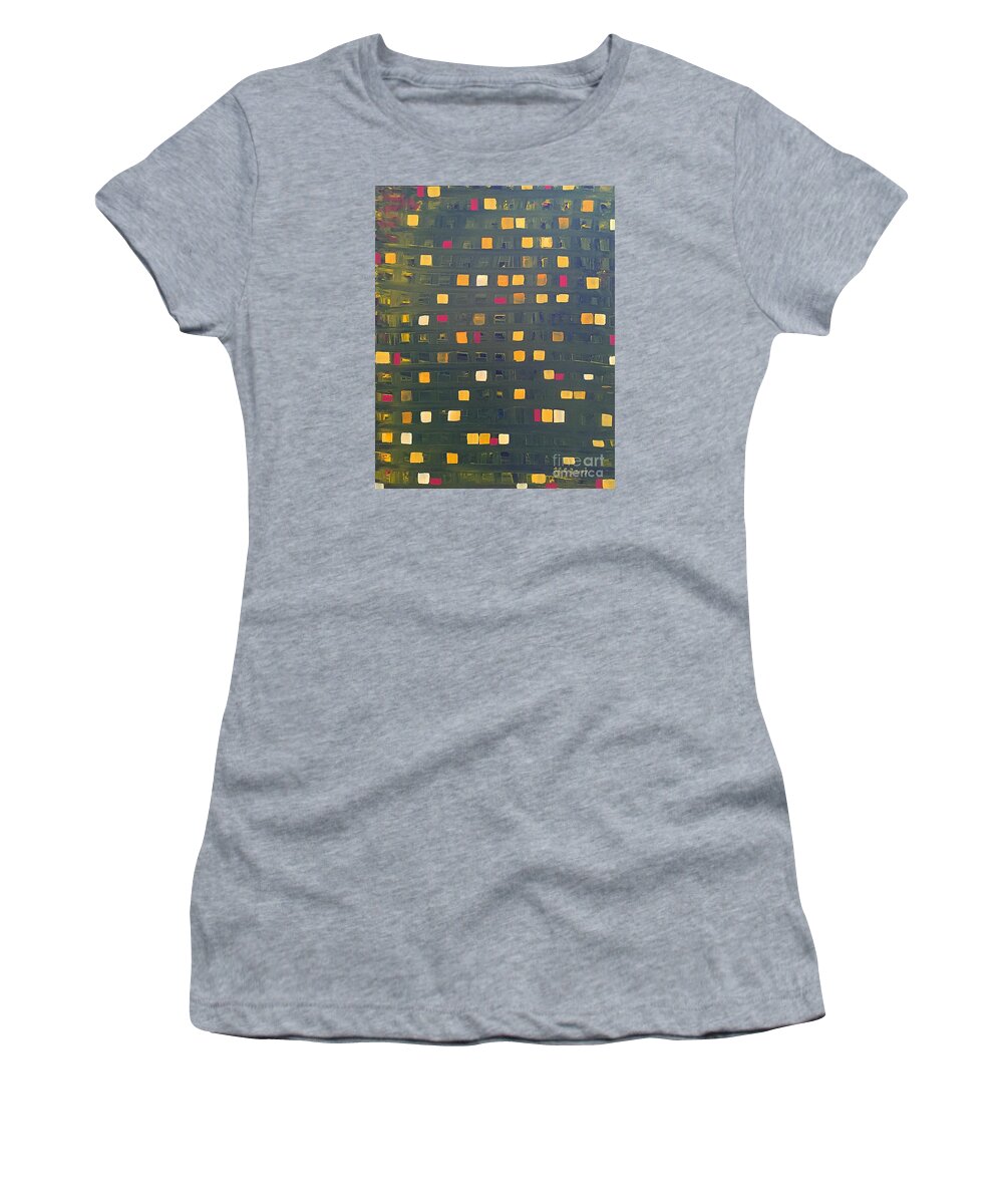 Abstract Women's T-Shirt featuring the painting City night by Wonju Hulse