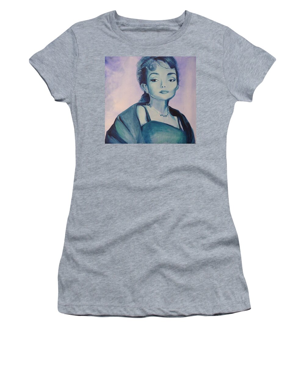 Maria Callas Women's T-Shirt featuring the painting DIVA I Maria Callas by Lizzy Forrester