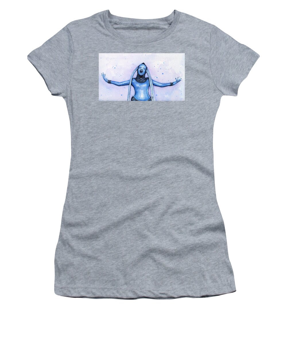 Watercolor Women's T-Shirt featuring the painting Diva Plavalaguna Fifth Element by Olga Shvartsur