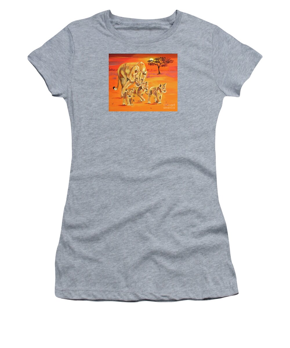 Lioness Women's T-Shirt featuring the painting Do What Mom Says by Phyllis Kaltenbach