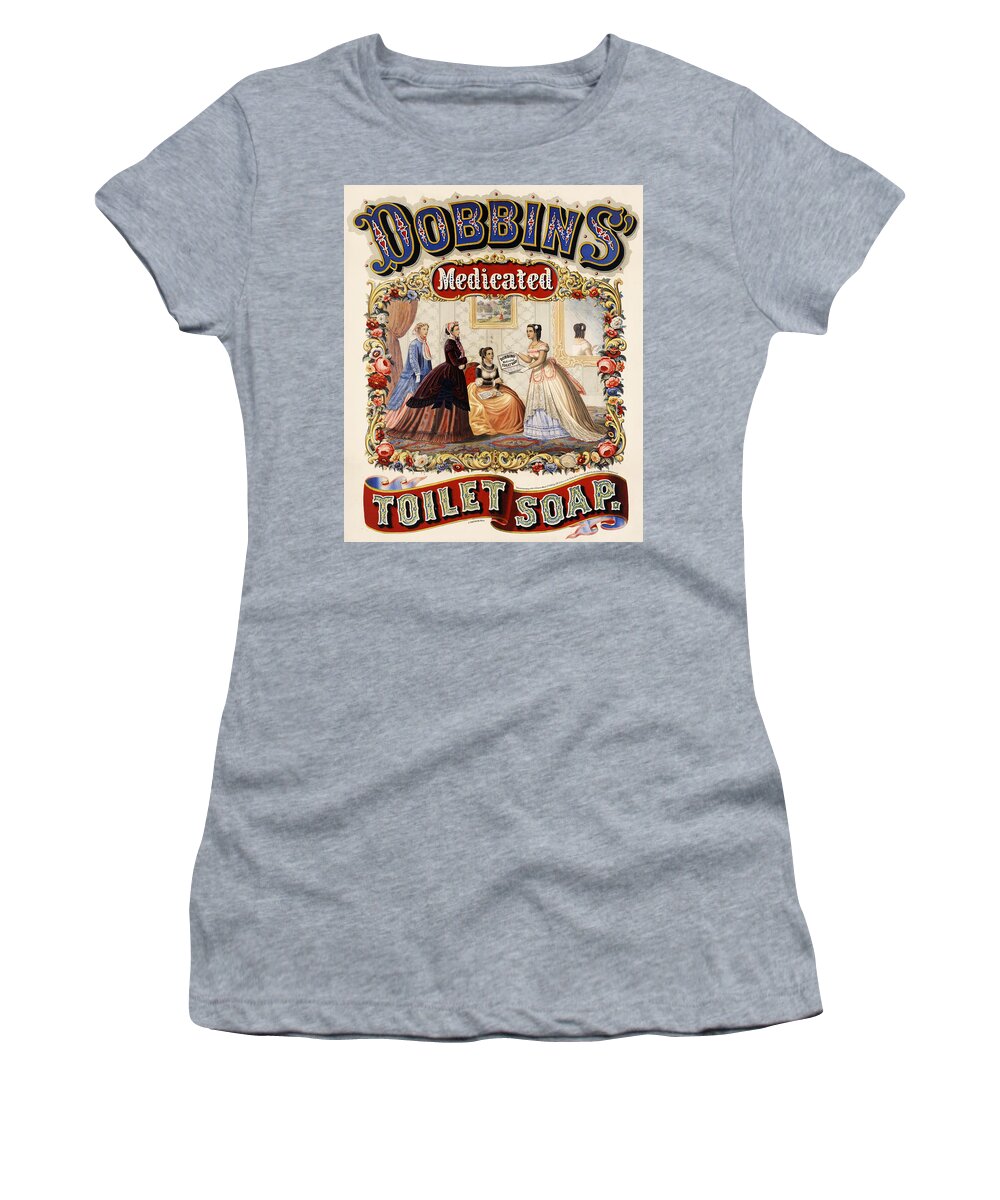 Soap Advertising Women's T-Shirt featuring the painting Dobbins medicated toilet soap advertising 1869 by Vincent Monozlay