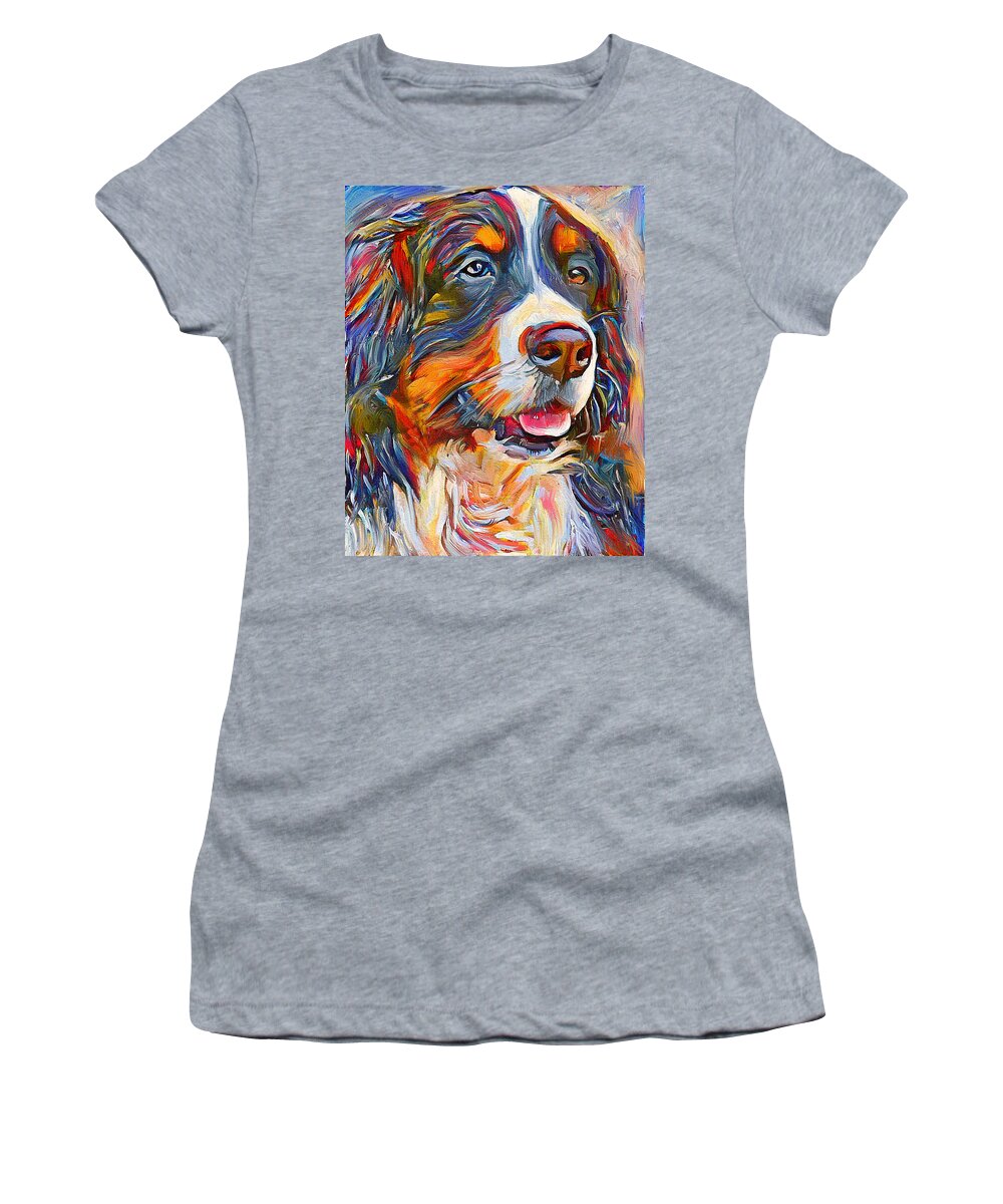 Dog Women's T-Shirt featuring the digital art Dog In Colors by Yury Malkov