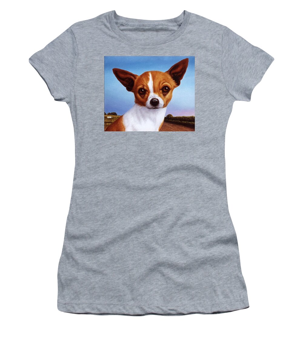 Chihuahua Women's T-Shirt featuring the painting Dog-Nature 3 by James W Johnson